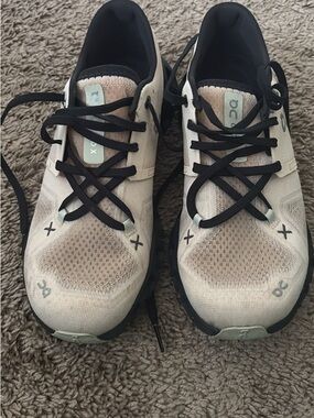 On Running Women’s Neutral Beige and Black Lace-Up Athletic Sneakers